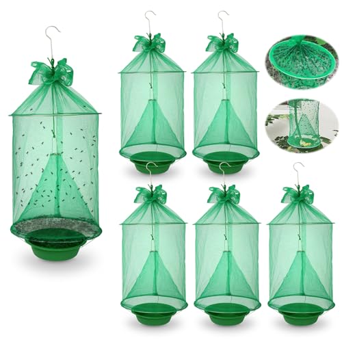 Reusable Outdoor Fly Trap Hanging Fly Catcher with Brush-6 Pack - size: 6 pack