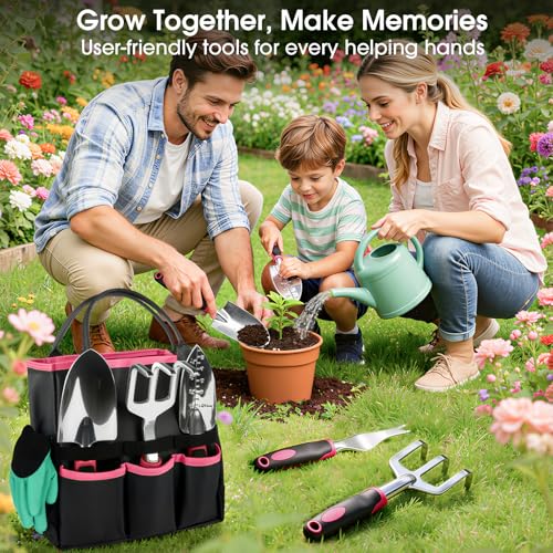 WOWBOX Garden Tools Set, 10 PCS Heavy Duty Gardening Hand Tools Kit, Red - style: Black Red