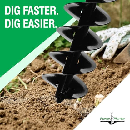 Power Planter Bulb Auger & Bedding Plant Tool - 4x28 Garden Auger Drill Bit with 1/2" Non-Slip Hex Drive, Hand-Welded Planting Auger Gardening Drill, Earth Auger Digging Tools, Up to 28" Deep