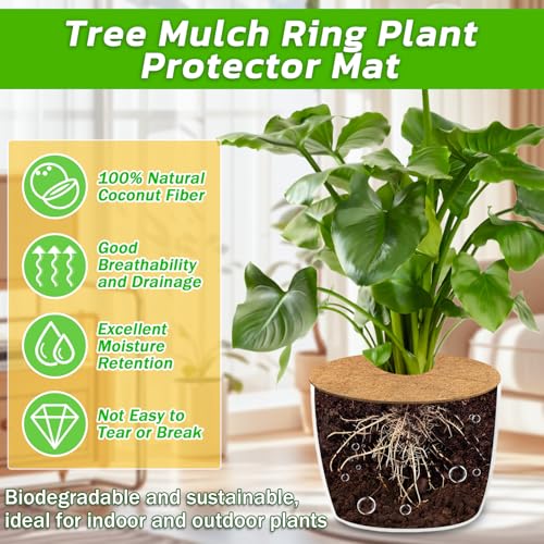 Legigo 4 Pack Coconut Fiber Mulch Ring Tree Plant Protector Mat, 18 Inch - color: 4 Pack, size: 18 Inch