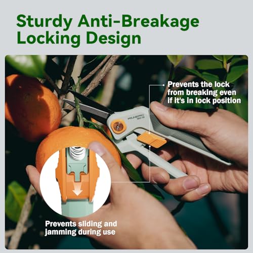 PrunePro® 3 Pack Garden Pruning Shears Set - 8" Bypass Prunes 7" Garden Scissors 27"-35" Extendable Hedge Shears Effortless Cut Stainless Steel Sharp Blade Arthritis Friendly Plant Clippers