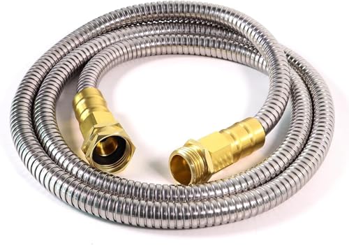 Short Metal Garden Hose 5 ft – 304 Stainless Steel Water Hose Leader, Flexible Hose Extension, Small Lightweight Hose Extender,No Kink Outdoor Hose (5 ft) - size: 5 Feet