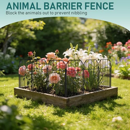 Goovilla Garden Fence, Total 25ft(L) x 21in(H), 25 Pcs, Rustproof Metal - size: Square arch with Curved