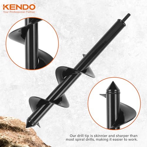 KENDO Auger Drill Bit for Planting Set of 4, Garden Ground Earth Spiral Drill Bits and Bulb Planter Tool for 3/8" Hex Drive Drill, for Post Hole Digger, Bulb Bedding Digging, Plant Rapid Planter - style: 4 Pack