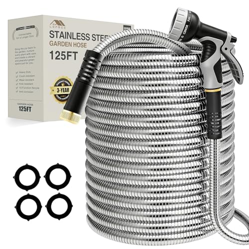 Lefree 125ft Stainless Steel Garden Hose - color: Gray, size: 125FT