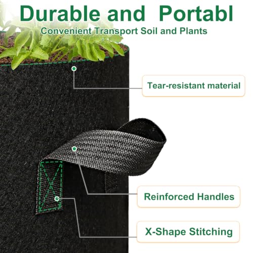 JERIA 12-Pack 10 Gallon Grow Bags, 300G Thickened Nonwoven Garden Pots,Heavy Duty Fabric Pots with Reinforced Handles - size: 10 Gallons