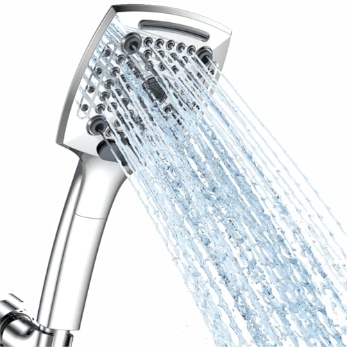 ELLO&ALLO Shower Head with Handheld, High-Pressure Handheld Shower Head with 5 Spray Modes, 59-Inch Stainless Steel Hose & 360° Adjustable Bracket Perfect for Pet Bathing, Baby Care & Shower Cleaning - color: Chrome, style: Without Filter