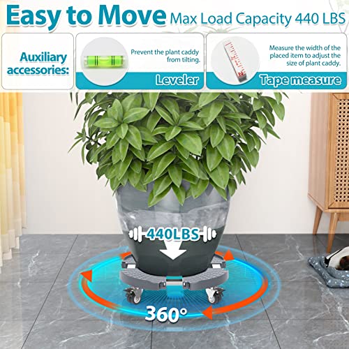 VANCASTLE Plant Caddy Plant Stand with Wheels, Heavy Duty Plant roller base 15-22 Inch Adjustable，Palnt Wheel Base 440 LBS, Large Potted Planter Cart Dolly for Flower Mover, Gray, 2 Pack - color: Grey, size: 2