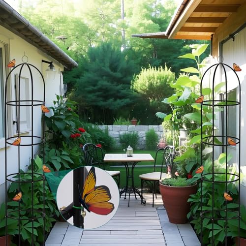 Wellsign 100% Metal Garden Obelisk Trellis for Climbing Plants Outdoor - size: 100%Metal-6.6ft-1PK