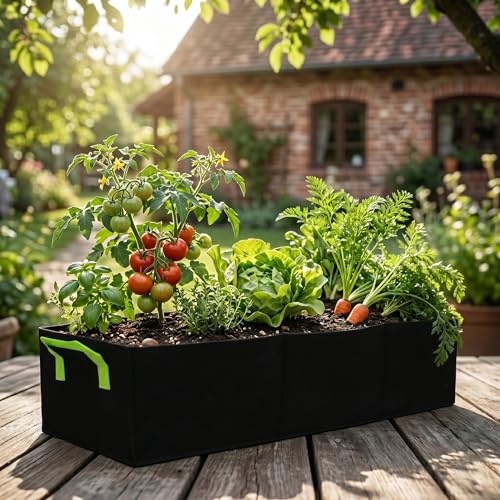 Plant Grow Bags, 2 Pack, 38 Gallon, 3 Holes Rectangle - color: 2 Pack 38 Gallon
