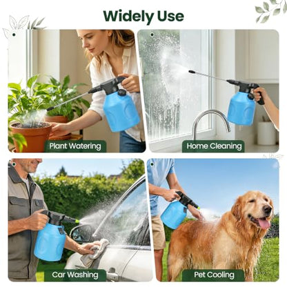 TaroKitc Electric Spray Bottle 2L/0.5 Gallon, 3 Speed Adjustable Battery Powered Garden Sprayer, Rechargeable Automatic Plant Mister with Adjustable Nozzle for Indoor/Outdoor Plants