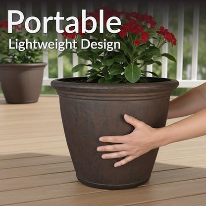 Sunnydaze Anjelica 15.25'' Large Plastic Planter Pot for Plants, Rust - color: Rust, size: 15.25 in