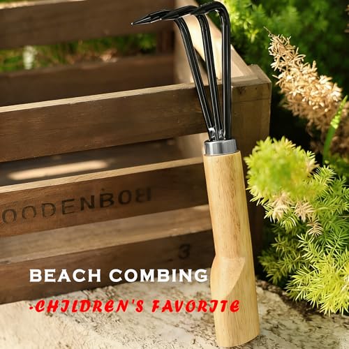 Garden Rake with 3-Claw for Loosening Soil in Flower Bed (Black) - color: Black