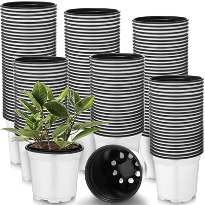 Havawish 150 Pcs 4 Inch Nursery Pots with Drainage Holes, White - color: White