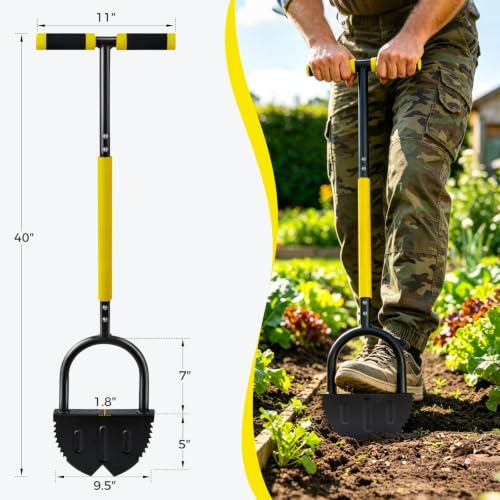 Half Moon Edger Lawn Tool with Wide Footplate & V-Shaped Saw-Tooth