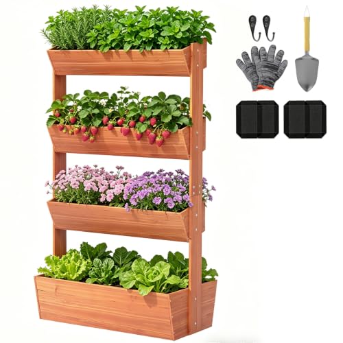 Suteck Raised Garden Bed, 4 Tier Vertical Wooden Planter Box - size: 4 Tier