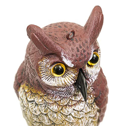 Plastic Fake Owl 11 Inch Decorative Owl Bird Scarecrow, Plastic Owls are Natures Enemy pest Repellent for Outdoor Gardens,Homes& Halloween