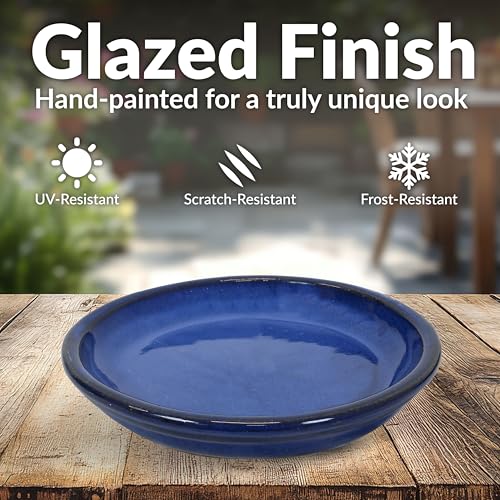 Sunnydaze 7" Ceramic Plant Saucers for Planters, 2pk, Imperial Blue - color: Imperial Blue, size: 7 in