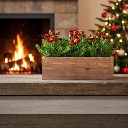 Handmade Rustic Cedar Herb Window Planter Box – Wooden Window & Railing Planter for Indoor or Outdoor Use, Made in USA (48") - size: 48"