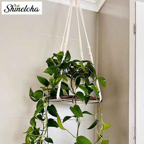 2 Pack Plant Hanger Indoor, Hanging Plant Shelf (12" + 10") - color: Beige, size: 2-Pack, 1-Tier