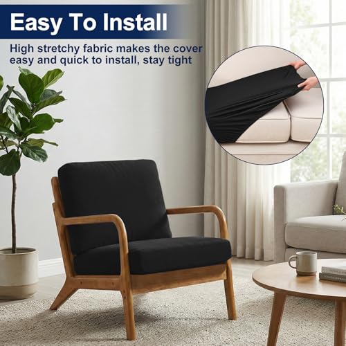 Smiry Waterproof Patio Cushion Covers, Stretch Outdoor Furniture Covers - color: Black, size: 4PCS