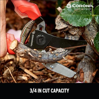 Corona AP 3334 Non-stick Steel ComfortGEL Anvil Hand Pruner - 3/4 inch Cut Capacity Stem and Branch Garden Shears, Red