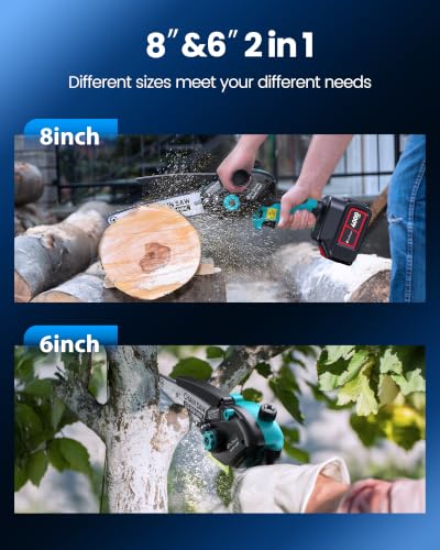 Mini Chainsaw with 1500W Brushless Motor, Electric Saw for Wood Cutting - color: Deep Blue