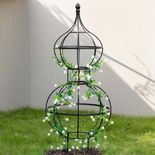 47" Obelisk Trellis for Climbing Plants - Support for Roses & Vines - color: black-47"x17"