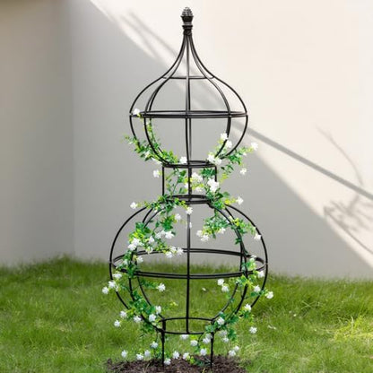 47" Obelisk Trellis for Climbing Plants - Support for Roses & Vines - color: black-47"x17"