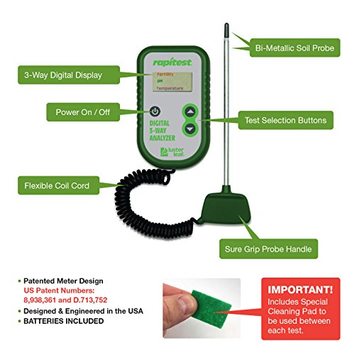 Luster Leaf Fertility and Temperature Rapitest 1835 Digital 3 Way Analyzer for Soil pH