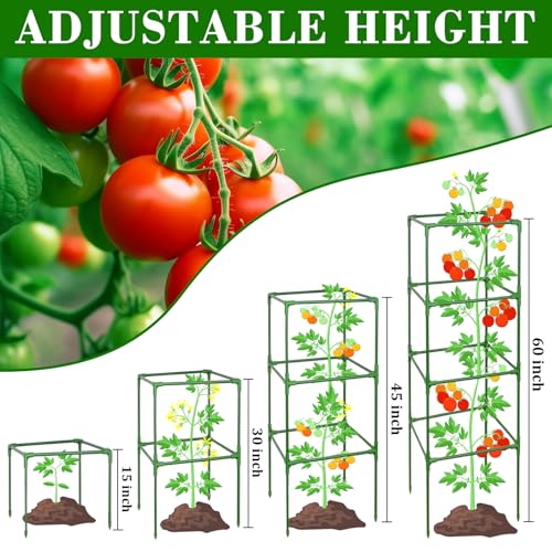 ZeeDix 60 Inch Heavy Duty Tomato Cages for Garden with Clips 2 Pack - color: Green-2 Pack, size: 60-inch