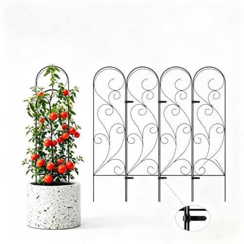 Zhongma 4 Pack 32" Metal Plant Trellis for Potted Plants Climbing,Indoor and Outdoor Fence Plant Support Trellis for Flower and Vagetable - size: 8"W x 32"H (4 Pack)