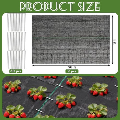 Weed Barrier Landscape Landscape Fabric with 30 U-Shaped Stakes,3.2oz Weed Barrier Fabric Heavy Duty for Garden Beds, Underlayment, Commercial Driveway (4x100 FT) - size: 4x100 FT