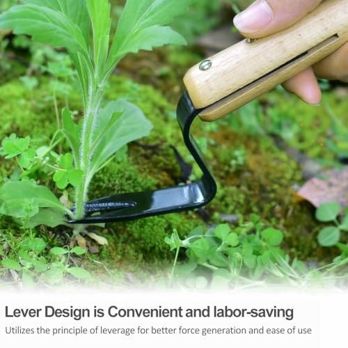 Gardening Weeder Tool, Stainless Steel Manual Weed Puller, Ergonomic Hand Weeding Removal Tool with Hanging Hole for Garden Yard Planting