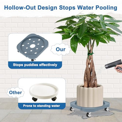 2 Pack 11'' Heavy Duty Rolling Plant Caddy with Wheels, Grey - color: Gray