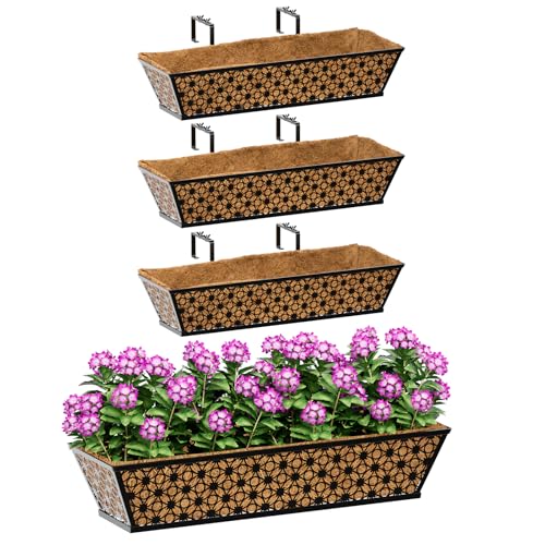 SPECILITE 24" Adjustable Metal Window Railing Planters Boxes, 4 Pack - size: 24in, style: 4Packs