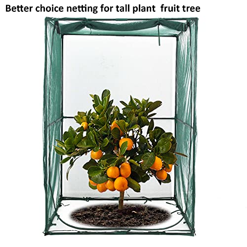 Portable 4'x4' Large 6FT Tall Plant Netting Cover Crop Cages Pest Guard Cover for Vegetables and Fruits Plant Durable Gardening Net with 4 Stakes - style: 49*49*72.8inches Square Net