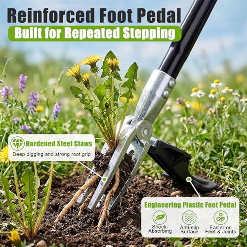 Stand Up Weed Puller, Heavy Duty 43.3" Metal 4-Claw Weeder Tool - size: 43.3 Inch Metal 4-Claw
