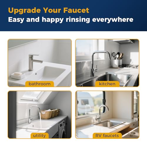 KLLEYNA Shower Head Hose Attachment for Sink/Tub Faucet - ON/OFF Jets Sprayer for Dog Wash/Bathtub Cleaning/Baby Bath/Hair Rinse, Tap Extender Water Nozzle for Bathroom Kitchen Utility Garden Basement - color: Silver A