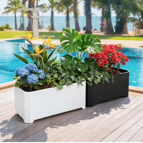Metal Rectangular Planter Box 36"L x 15"W x 15"H Large White Planters - color: White, size: 36"Lx15"Wx15"H