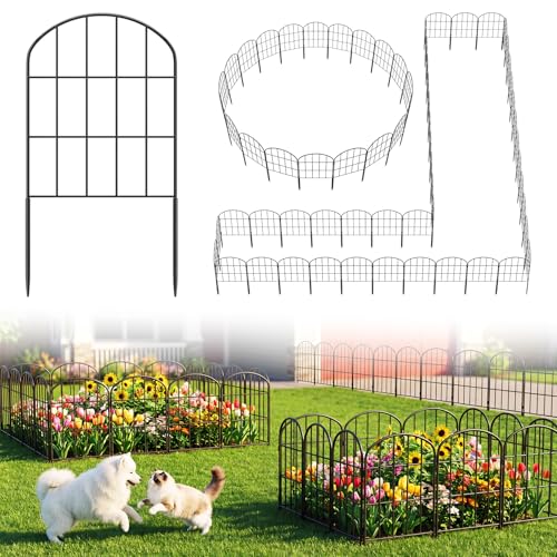 KIMAZO 25 Pack Decorative Garden Fence Panels – Metal Arched Fencing Dog Fence No-Dig Animal Barrier Fence Rustproof Garden Edging for Yard, Patio, Dog Run, Outdoor Decor Landscape & Flower Bed - size: 27.08 ft (L) x 24 in (H)