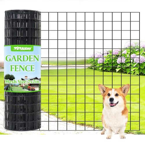 Black PVC Coated Welded Wire Fencing,2"x2" 16 Gauge,24inch H x 100ft L Garden Wire Fence Roll,2/3/4/5/6ft Tall x 50/100 ft Long Vinyl Coating Metal Wire Mesh for Yard,Farm,Dog,Vegetable Protection - color: Black, size: 2"x2" 24inx100ft