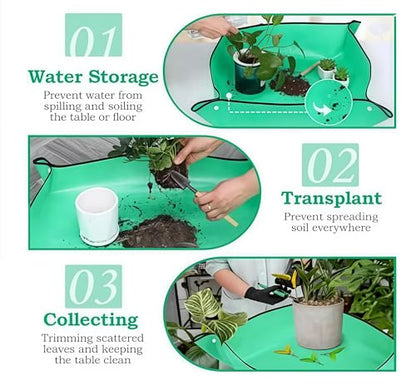 Repotting Mat Plant Mat, Indoor Plant Transplant Replacement Mat, Bonsai Tools Portable Gardening Mat, Potting Tray Soil Spillage Mat (Green,19.7 * 19.7) - color: Green