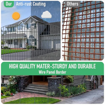 10‑Panel No‑Dig Garden Fence with Gate, 40" H x 23.6'L Outdoor Dog Barrier - size: 10pc 23.6 ft(L) X 40 in(H) with Gate-Convex