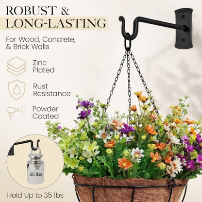 RTZEN Plant Hangers Outdoor or Indoor Heavy Duty Wall Bracket Hooks - size: 7.5 Inch, style: Shepherds Hooks