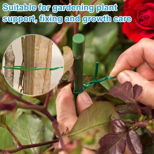 HARFINGTON 2pcs Twist Tie with Cutter 164FT (50m) Garden Plant Ties Wire - color: Green, size: 164FT