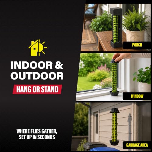 Catchmaster Fly Stick 4-Pack, Sticky Hanging Fly Traps Indoor & Outdoor