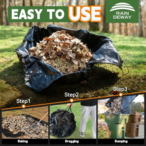 RAINDEWAY Drawstring Tarps 9x9 Feet (2pack) Black Waterproof Leaf Tarp - size: 9x9 Feet(pack of 2)