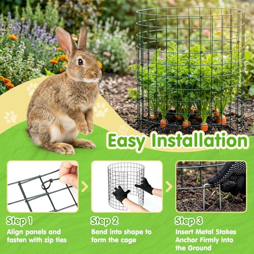 10 Pack Round Plant Protector from Animals – 30pcs 12" × 12" Metal Wire Mesh Garden Plant Cages Wire Plant Covers Pre-Bent Metal Mesh for Seedling Raised Bed Garden Protection for Vegetables Flower