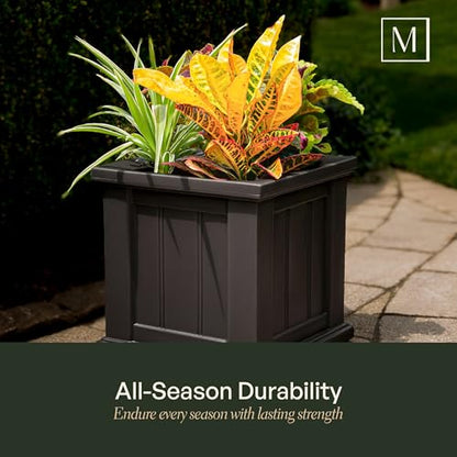Mayne Cape Cod 14in Self-Watering Square Planter, Black - color: Black, size: 14in